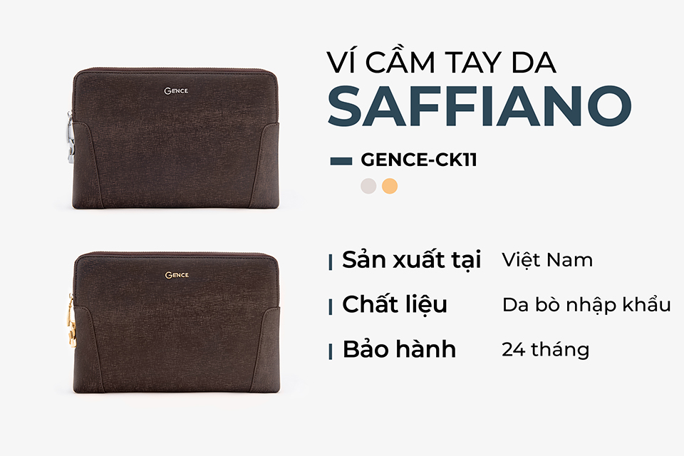 clutch cầm tay nam da bò sanffiano chà nậu ck11-20
