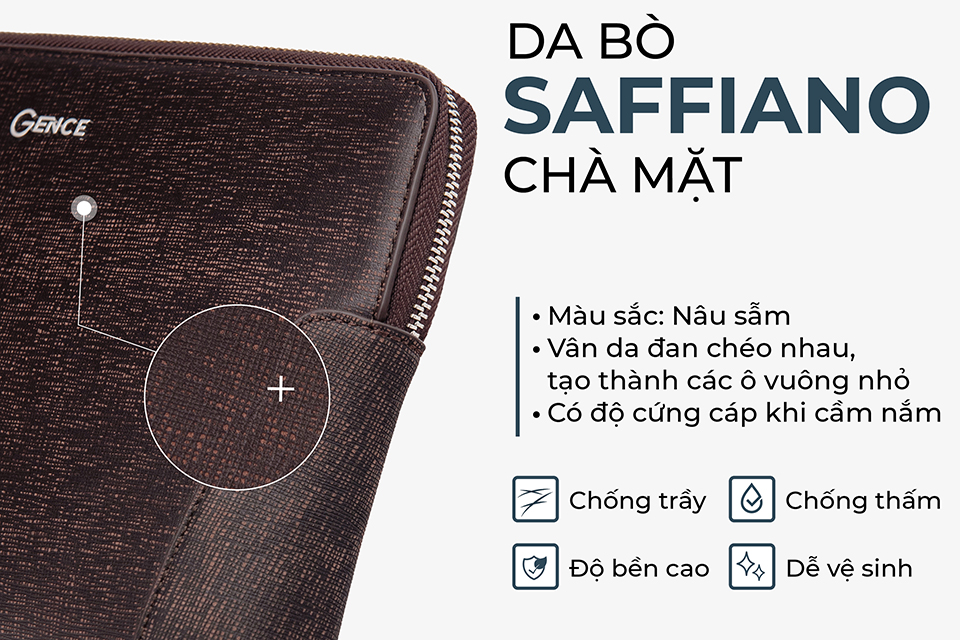clutch cầm tay nam da bò sanffiano chà nậu ck11-15