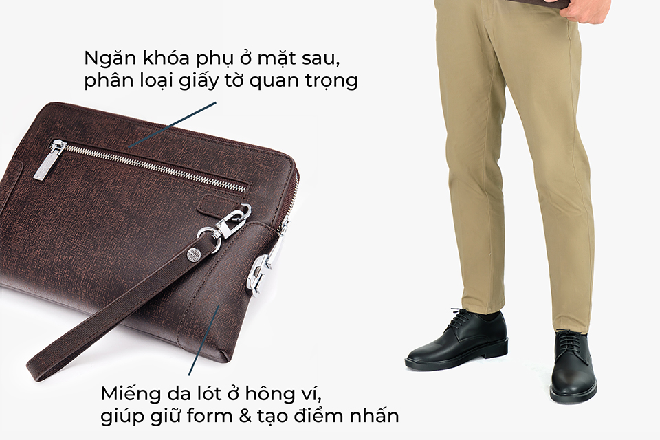 clutch cầm tay nam da bò sanffiano chà nậu ck11-18