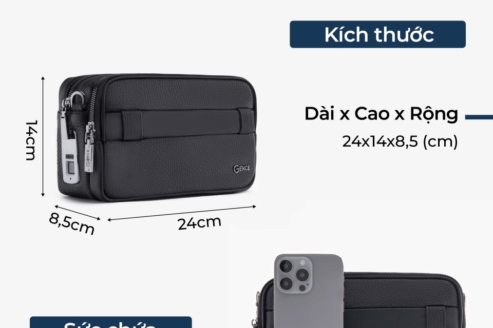 clutch cam tay deo cheo da bo van togo cao cap rb08-1