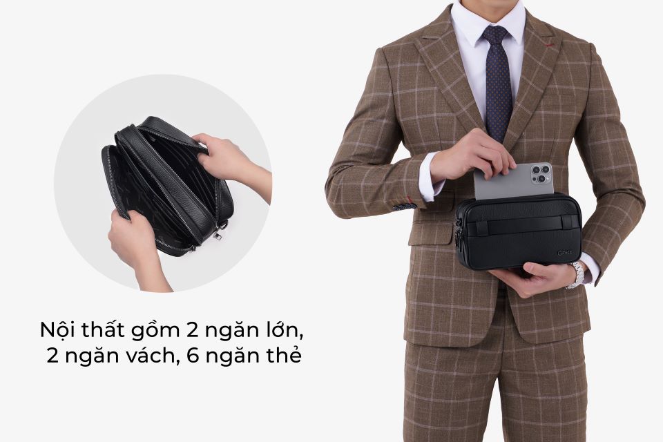 clutch cam tay deo cheo da bo van togo cao cap rb08-11