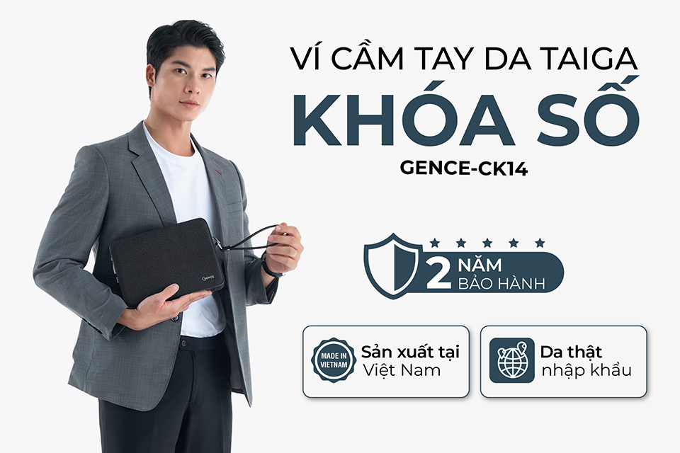clutch cam tay nam da bò taiga khoa so gence ck14-1