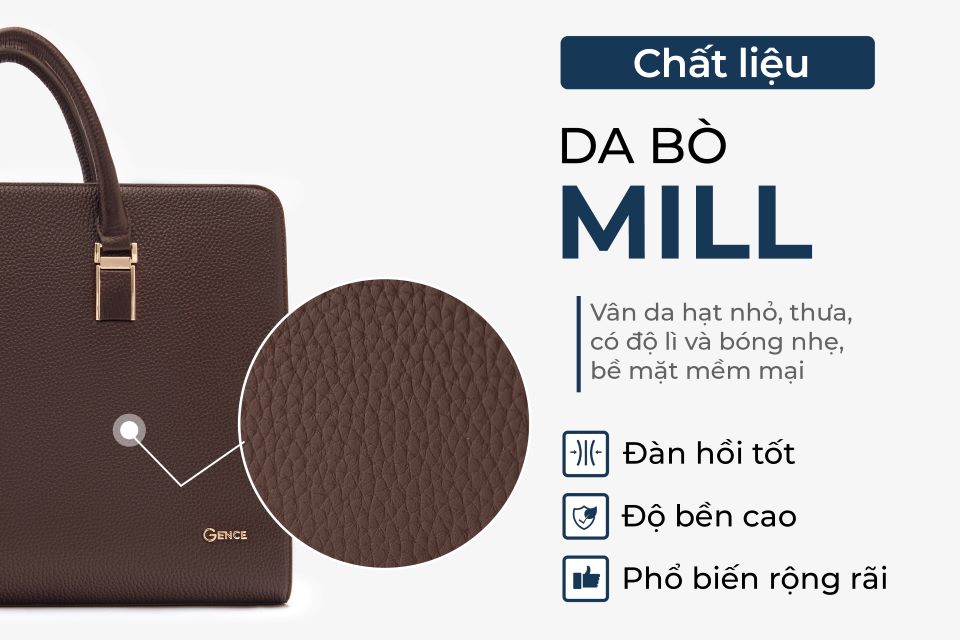 Túi xách nam công sở khóa số Gence da Mill CTS13-17