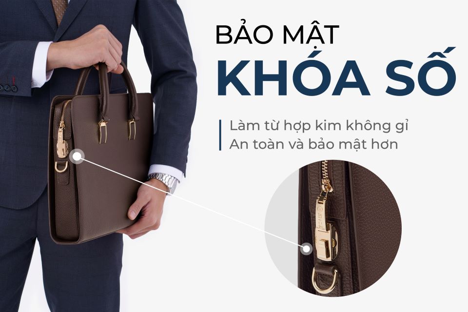 Túi xách nam công sở khóa số Gence da Mill CTS13-18
