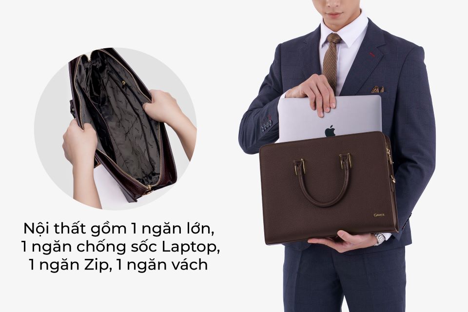 Túi xách nam công sở khóa số Gence da Mill CTS13-22